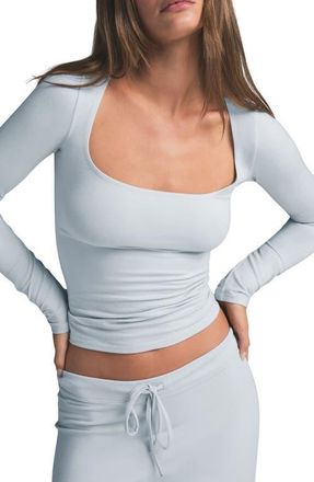 SKIMS Scoop Neck Cotton Blend Jersey T-Shirt in Zen Blue at Nordstrom, Size Large Regular