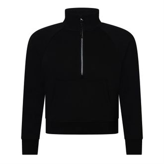 DKNY Womens DKNY Half Zip Logo Pullover Sweatshirt in Black