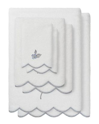 Linum Home Textiles 100% Turkish Cotton Hydea Scallop 6Pc Embellished Towel Set