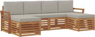 vidaXL Conjunto De Sof&aacute;s De Exterior 6 Uds. Natural Y Gris Claro Vidaxl