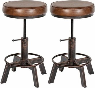 Clp Clp - Set De 2 Taburetes Destin Industriales En Polipiel Bronce