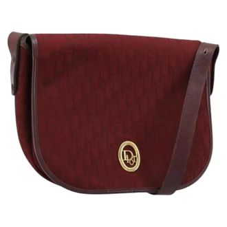 Dior Pre-owned Trotter Canvas Shoulder Bag - Dames - Pre-owned - Rood - Maat: ONE Size Leer