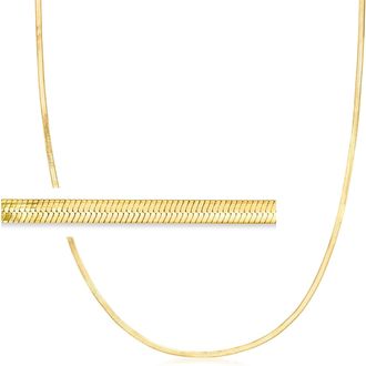 Ross-Simons Italian 2mm 18kt Gold Over Sterling Herringbone Chain Necklace