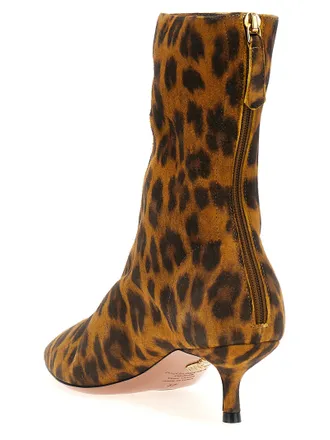 Aquazzura Leopard Print Suede Heel Boot - Multicolor