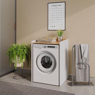 Vicco Armario Para Lavadora Viktor, Blanco/roble Artesanal, 67.8 X 94.6 Cm Con Llanta, Vicco