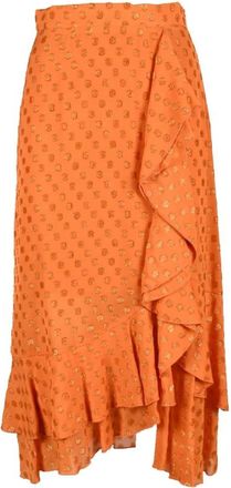 L'autre Chose Metallic Viscose Rok - Dames - Midirokken - Oranje - XS - Rokken