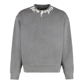 Palm Angels Sweatshirts, male, Gray, Size: XL Crew Neck Sweatshirt