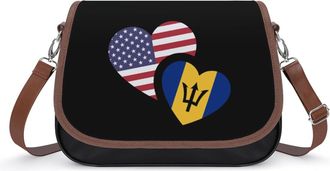 Generic Barbados & US Flag Fashion Womens Crossbody Bags Novelty Handbag Shoulder Bag Purse