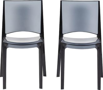 Vente-Unique Conjunto de 2 sillas apilables HELLY - Policarbonato pleno - Gris oscuro