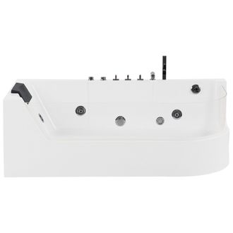 Beliani Ba&ntilde;era De Hidromasaje De Acr&iacute;lico Sanitario Blanco Frontal Transparente Con Led 170 X 85 Cm Con Reposacabezas Estilo Moderno Acuario