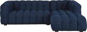 Maisons du monde Sof&aacute; esquinero derecho de 4/5 plazas de borreguito azul noche
