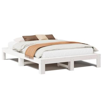 Berkfield Home Bed Frame without Mattress White 150x200 cm King Size Solid Wood Pine