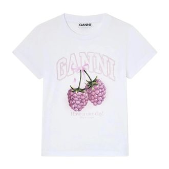 Ganni T-Shirts, female, White, Size: S Baby Fit T-shirt