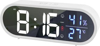 OEM R&eacute;veil Num&eacute;rique - Affichage Heure Date Temp&eacute;rature Humidit&eacute; - Miroir Led Int&eacute;gr&eacute; - Double Alarme Vocale Et Tactile - 40 Sonneries - 5 Niveaux Luminos