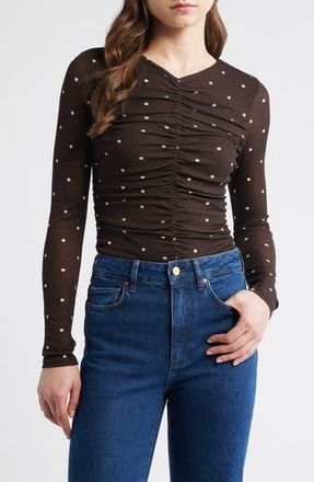 Rails Georgina Dot Ruched Top in Cocoa Polka Dots at Nordstrom Rack, Size Xx-Large