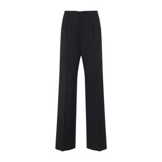 Alberta Ferretti High-Waisted Straight-Leg Trousers With Pressed Crease