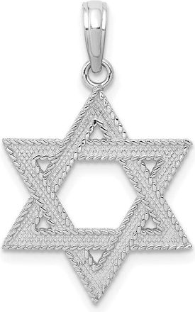Diamond2Deal 14K White Gold Textured Star Of David Charm Pendant