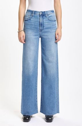 Daze Far Out High Waist Raw Hem Wide Leg Jeans in Right On at Nordstrom, Size 24