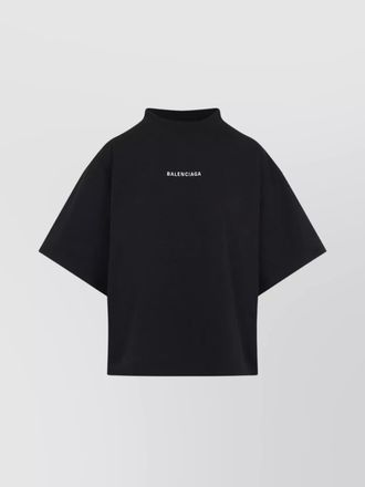 Balenciaga cotton cropped logo-embroidered t-shirt