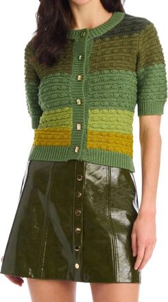 Allison New York Short Sleeve Adelle Cardigan In Olive Multi