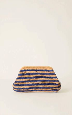 BTB Los Angeles Womens Maeve Striped Clutch In Sand/navy