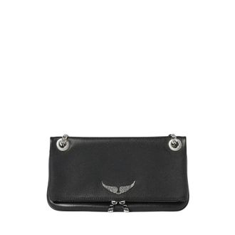Zadig&Voltaire Shoulder Bags, female, Black, Size: ONE SIZE Rock II Grained Leather Bag