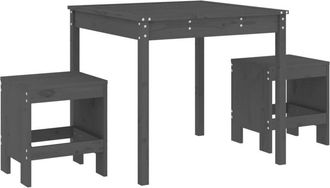 vidaXL Vidaxl - Mesa Y Sillas De Jard&iacute;n 3 Piezas Madera Maciza De Pino Gris