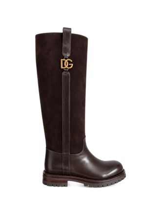 Dolce & Gabbana Brown Logo Riding Boots