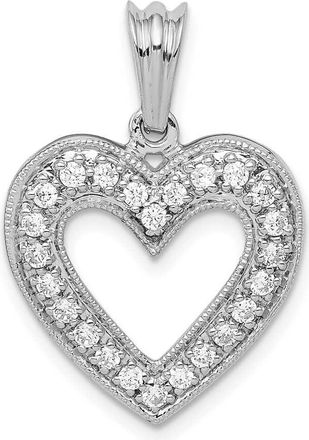 Diamond2Deal 14K White Gold Lab Grown Diamond Heart Pendant (0.35ct, VS, G-H)