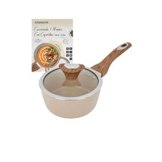 KASANOVA Casseruola un manico 16 cm coperchio taupe New Ceramic