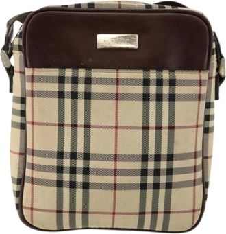 Burberry Pre-owned Cross Body Bags, female, Beige, Size: ONE SIZE Pre-owned Canvas Crossbody Bag
