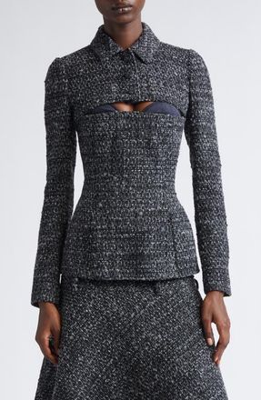 Diesel G-Anne Boucl&eacute; Tweed Crop Jacket in Deep Black at Nordstrom, Size 2 Us