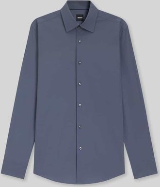 HUGO BOSS Slim Fit Businesshemd aus Baumwoll-Mix Modell H-HANK-KENT in Jeansblau, Gr&ouml;&szlig;e 38