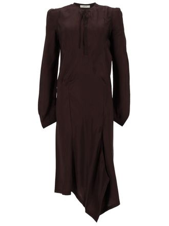 Christophe Lemaire Asymmetrical Pleated Viscose Mini Dress