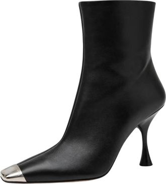 Sergio Rossi Enkellaarzen - Dames - Laarzen met Hak - Zwart - 38 1/2 EU - Schoenen