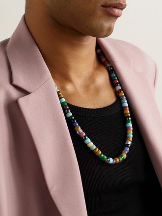 Carolina Bucci Moonbow 18-Karat Gold Multi-Stone Beaded Necklace