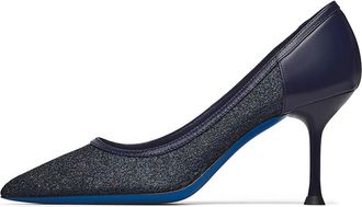 Loriblu Pumps van lakleer en tricot - Dames - Pumps - Blauw - 36 EU - Leer - Schoenen