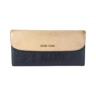 Miu Miu Pre-owned Leren Portemonnee - Dames - Vintage Accessoires - Beige - ONE Size - Leer - Vintage