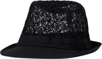 Generic Packable Beach Summer Hats Breathable Hollow Sun Summer Beach Hat Cuban Trilby Men Women Fedora Wide Brim Hat Foldable Beach Cap Black One Size