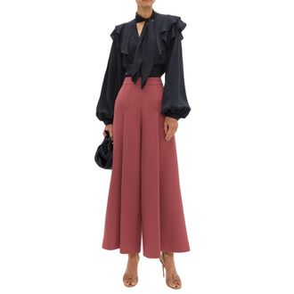 Peter Pilotto Black Ruffled Pussy Bow Blouse Size XXS