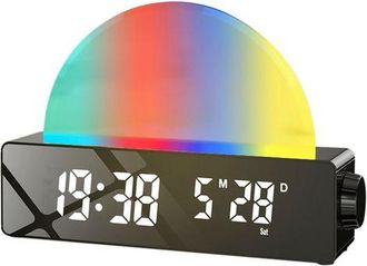 OEM Reloj Digital Led Con Simulaci&oacute;n De Amanecer, Radio Fm Y Luz Regulable, Pantalla Digital, Indicador De Temperatura, Alarma, Para Habitaciones Infantil