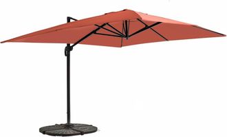 Oviala Parasol Exc&eacute;ntrico 3x4m Terracota Giratorio + 4 Losas Base