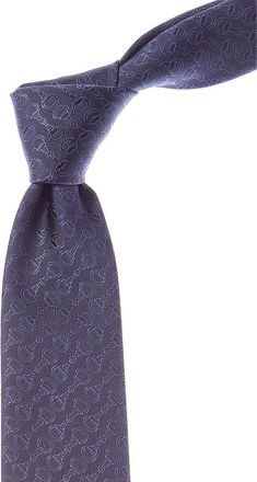 Gucci Navy Fil Jacquard Silk Tie