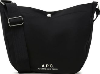 A.P.C. A.p.c., Tassen, Heren, Zwart, ONE Size, Zwarte Schoudertas met Logoprint