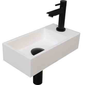 Bernacchini Versus Fonteinpack - Polystone - rechts fonteinkraan - designsifon - afvoerplug - incl bevestiging