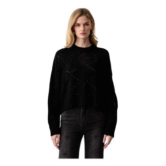 Liu Jo Maglione cropped a trama aperta - - Knitwear - Donna - Nero - XS