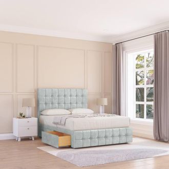 Sloomy Berlin Divan Bed Base No Drawers 12 Footboard & 54 Floor Standing Headboard in Silver | Size: Small Single