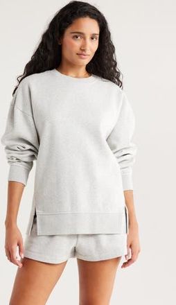 Zella Ultracozy Fleece Relaxed Sweatshirt in Grey Light Heather at Nordstrom Rack, Size X-Small