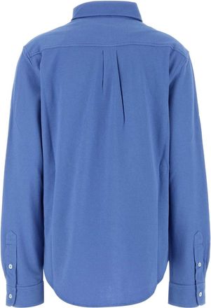 Miu Miu Womens Piquet Cotton Shirt Blue Trochusniloticus
