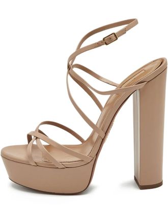 Aquazzura Gin Plateau leren sandalen met plateauzool - Beige
